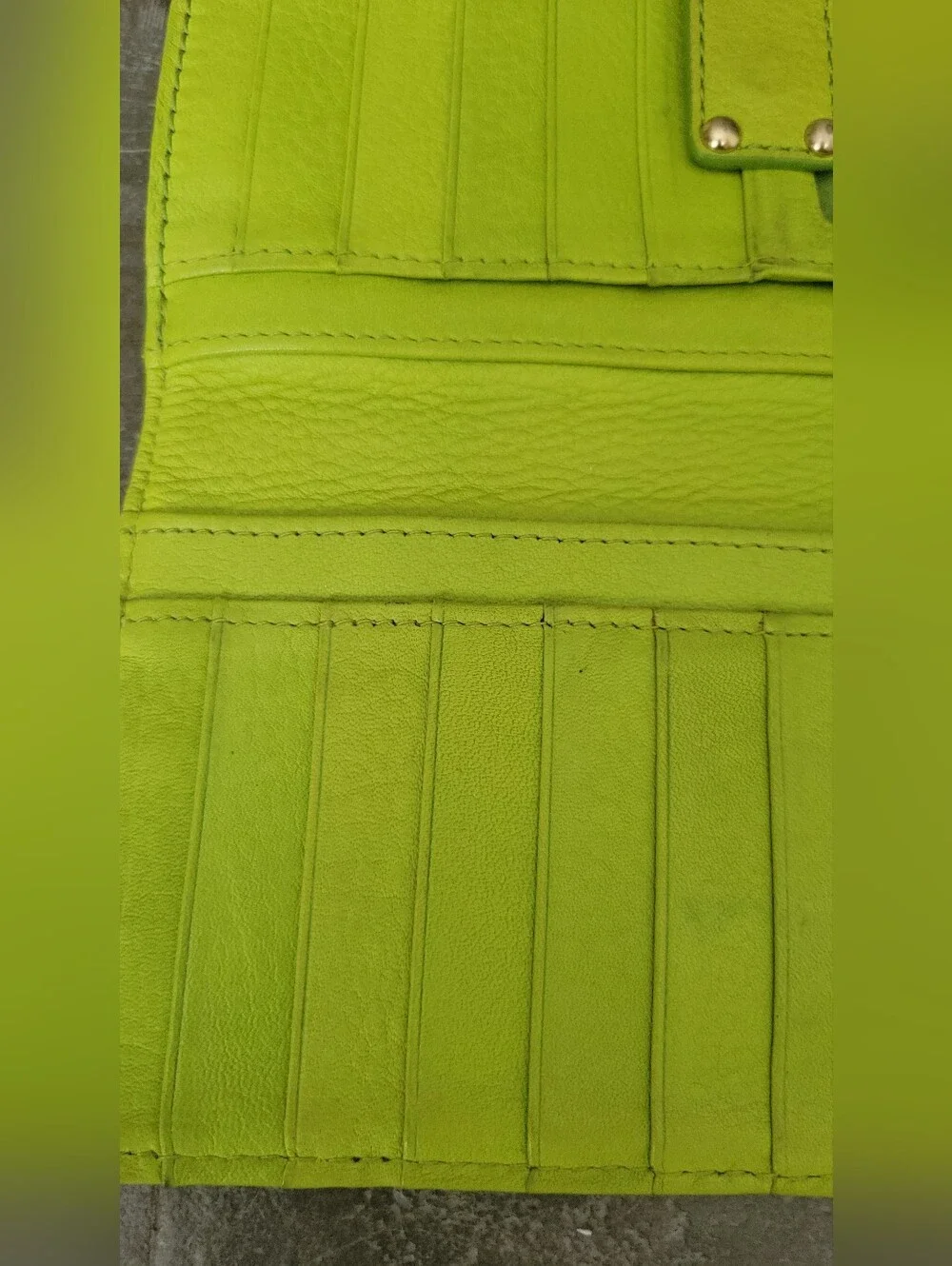 Michael Kors White Logo Card Holder & Lime Green Leather Wallet Set* Flawed*